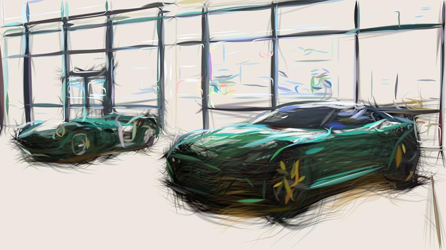Aston Martin DBS 59 Drawing #3 Digital Art by CarsToon Concept