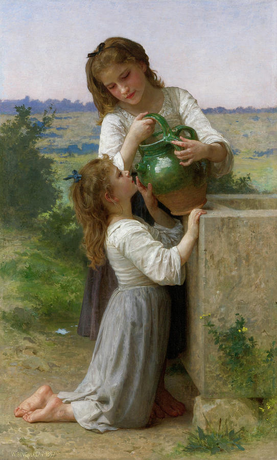 William Adolphe Bouguereau Painting - At the fountain #2 by William-Adolphe Bouguereau