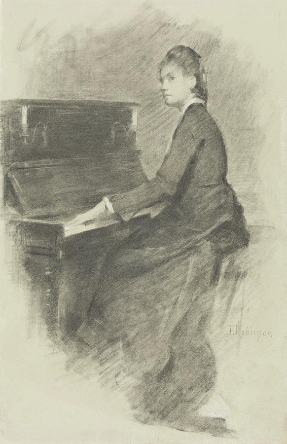 Music Drawing - At The Piano by Theodore Robinson