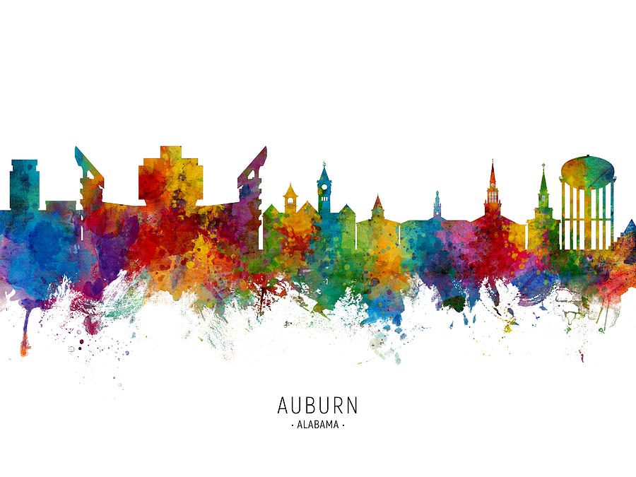 Auburn Alabama Skyline #2 Digital Art by Michael Tompsett