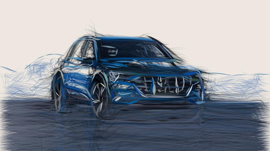 Audi E Tron Drawing #3 Digital Art by CarsToon Concept