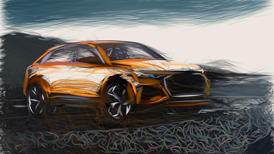 Audi Q8 Sport Drawing #3 Digital Art by CarsToon Concept