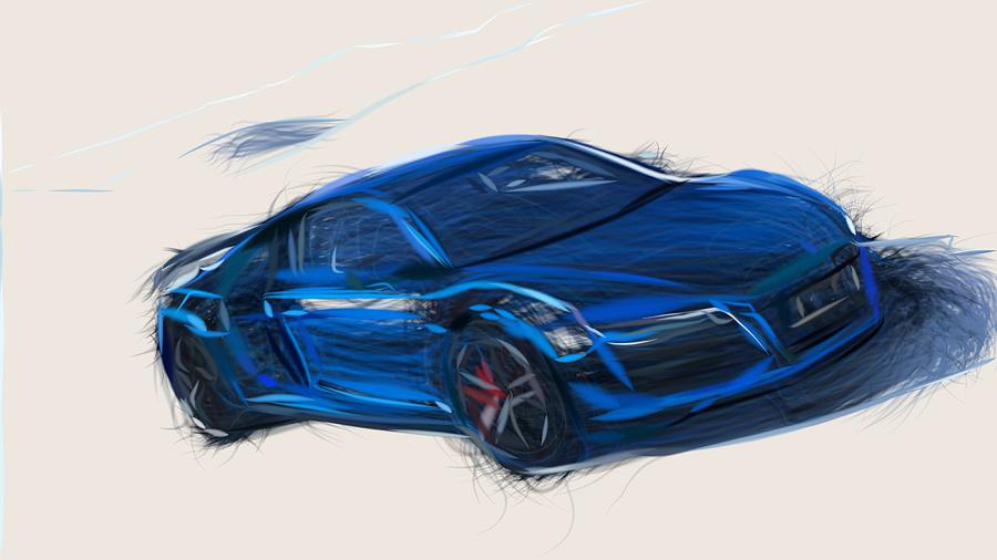 Audi R8 LMX Drawing #3 Digital Art by CarsToon Concept