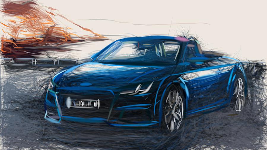Audi TT Roadster Drawing #3 Digital Art by CarsToon Concept