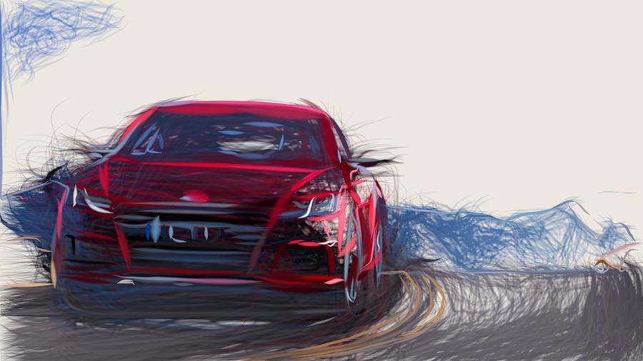 Audi TTS Coupe Drawing #3 Digital Art by CarsToon Concept
