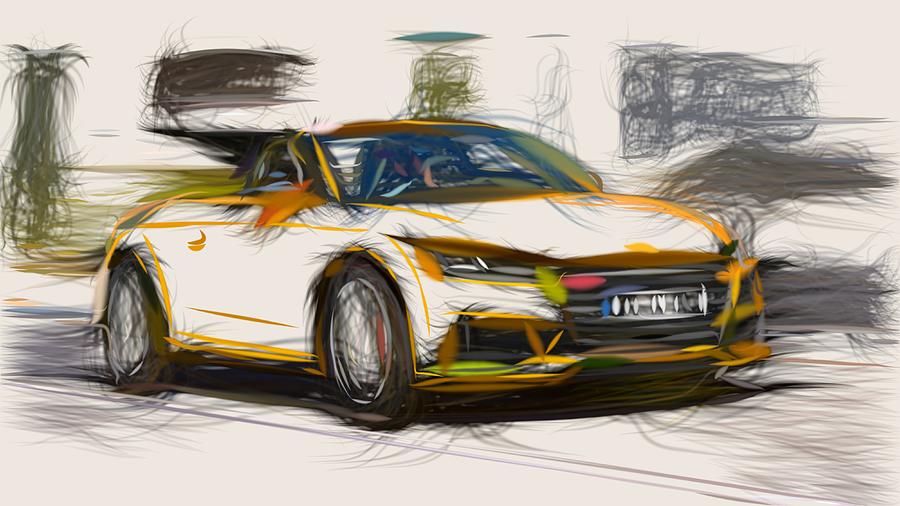Audi TTS Roadster Drawing #3 Digital Art by CarsToon Concept