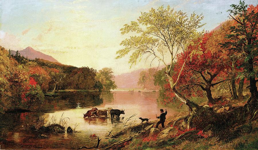 Tree Painting - Autumn On The Hudson River by Jasper Francis Cropsey