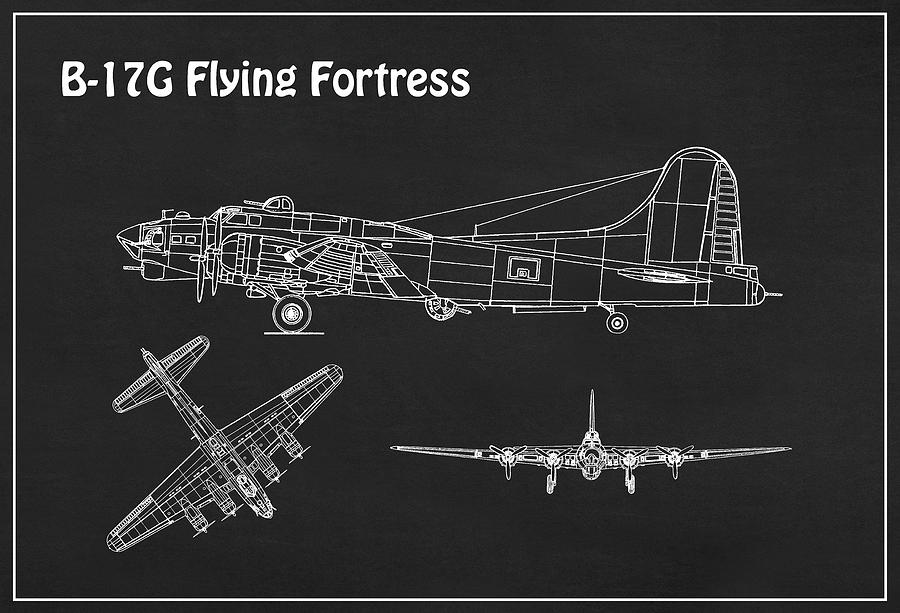 B-17 Flying Fortress - Airplane Blueprint. Drawing Plans For The WWII ...