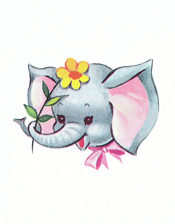 Vintage Drawing - Baby elephant #2 by CSA Images