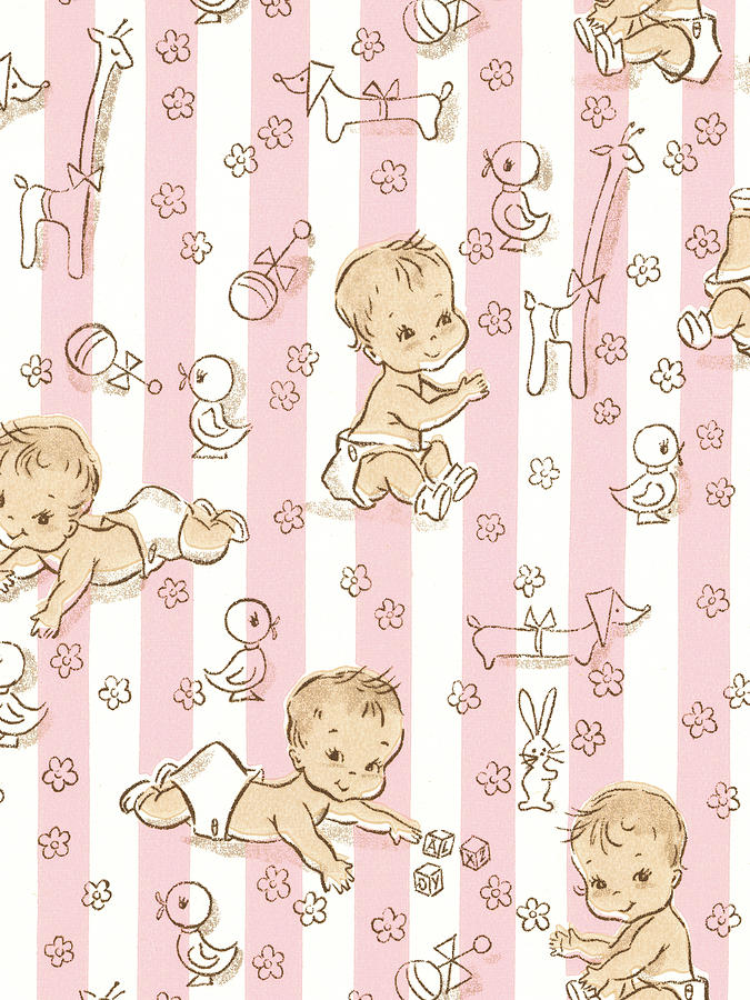Vintage Drawing - Baby pattern #2 by CSA Images