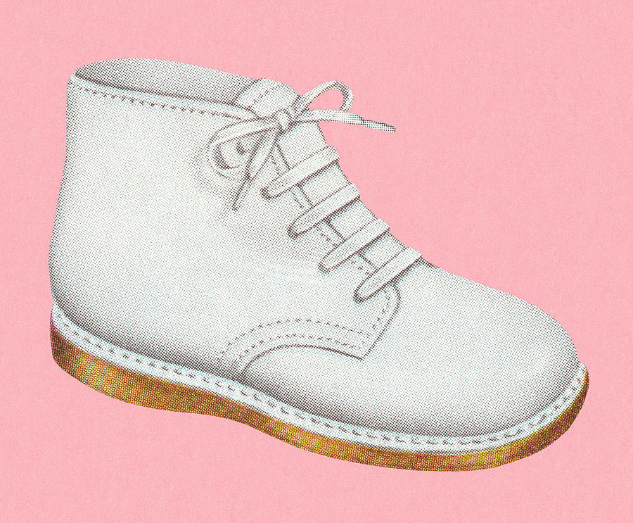 Vintage Drawing - Baby Shoe #2 by CSA Images