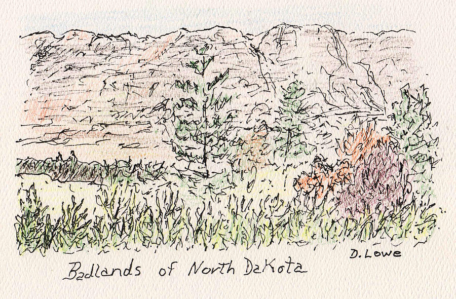 Badlands of North Dakota #2 Drawing by Danny Lowe