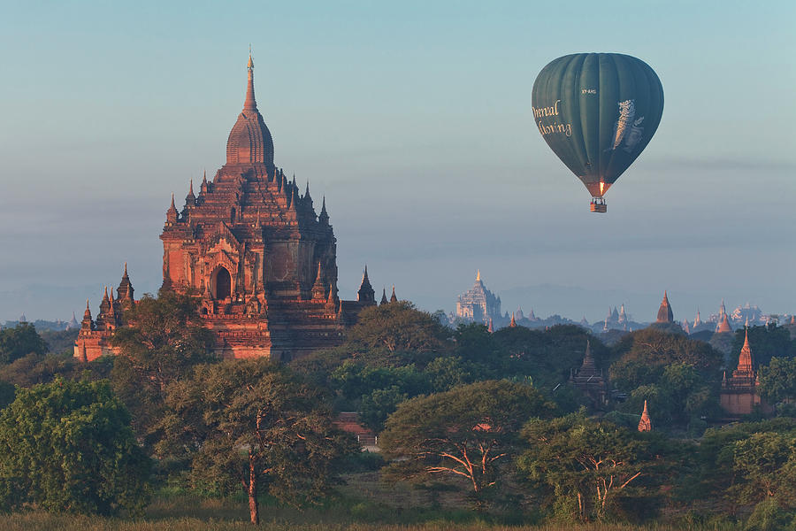Balloons Over Temples, Myanmar #2 Digital Art by Luigi Vaccarella