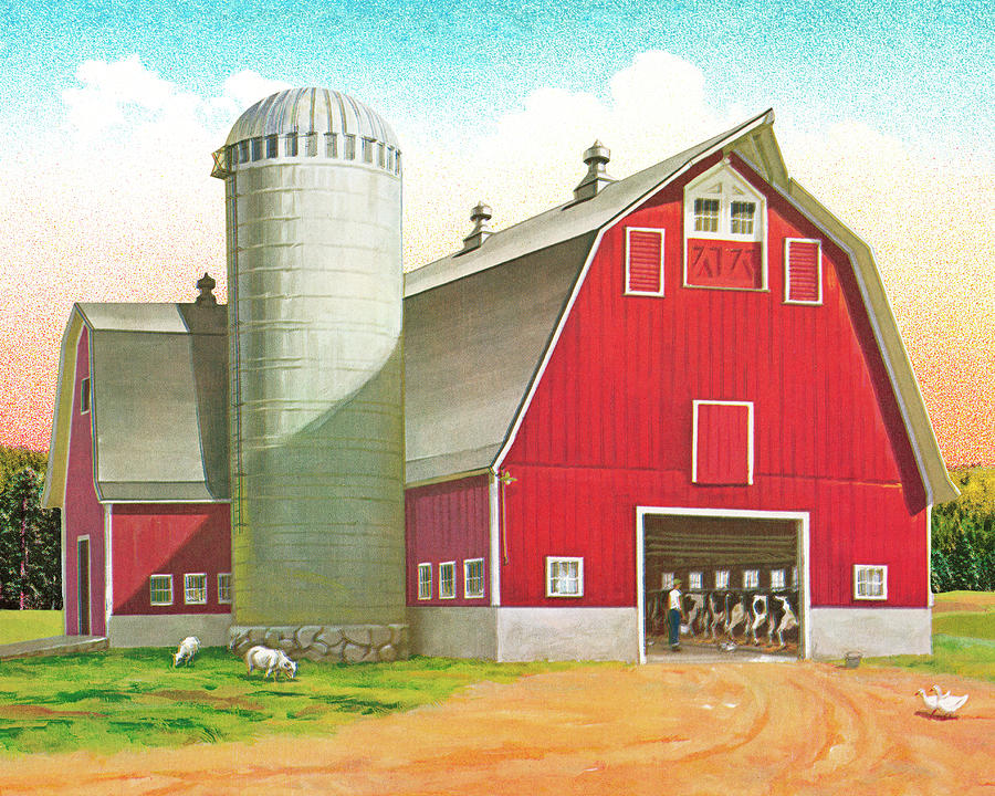 Architecture Drawing - Barn and Silo #2 by CSA Images