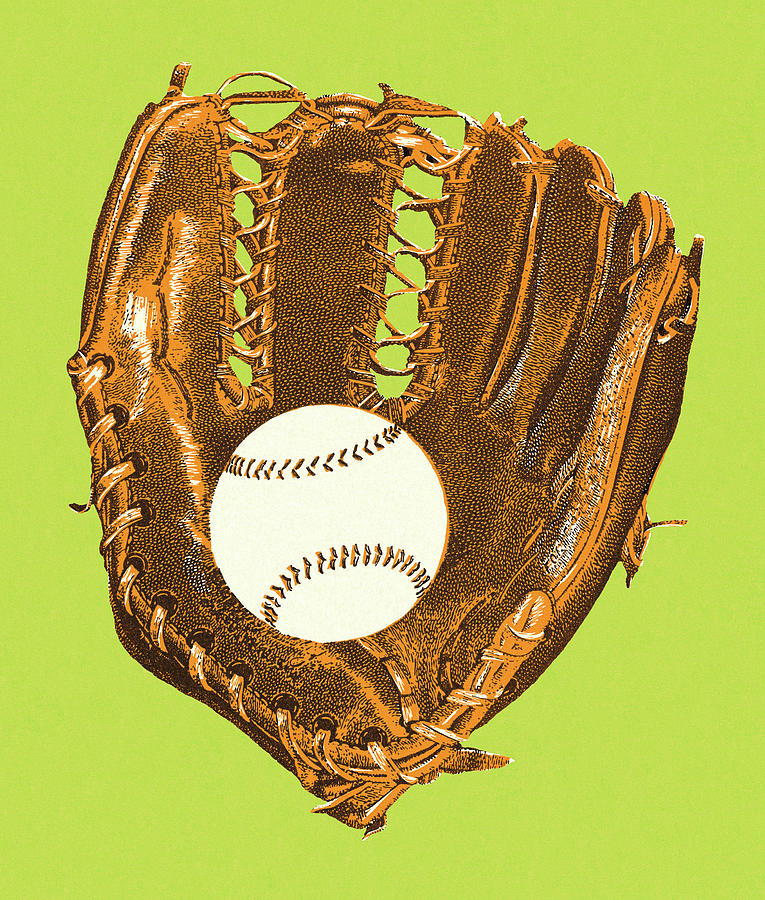 Baseball Drawing - Baseball Glove and Baseball #2 by CSA Images