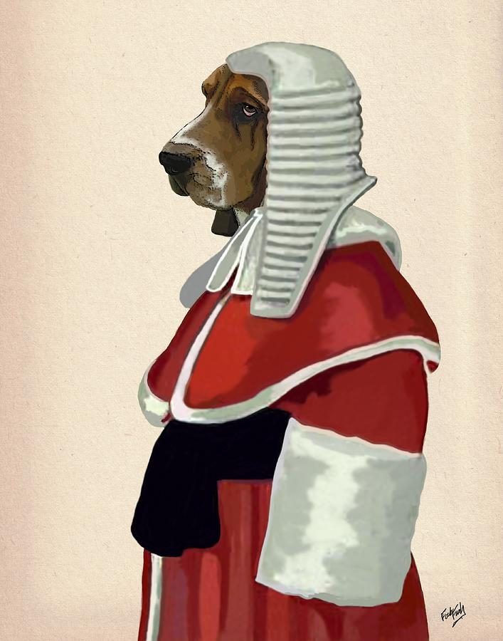 Basset Hound Judge, Portrait Painting by Fab Funky - Fine Art America