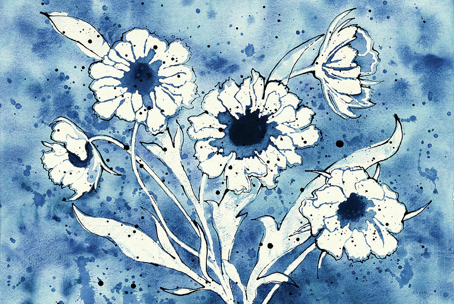 Flower Painting - Batik Flowers Crop #2 by Shirley Novak