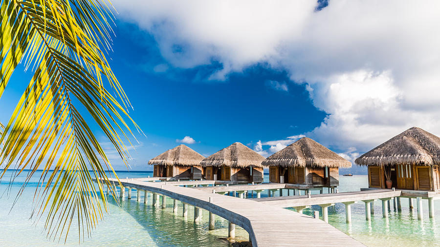 Beautiful Beach Scene Water Bungalows Photograph by Levente Bodo - Fine ...