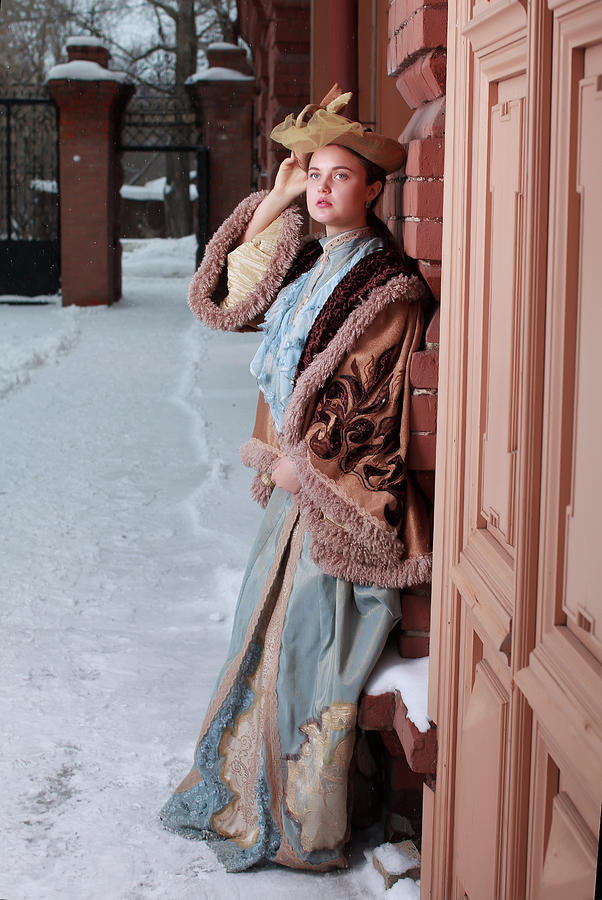 Beautiful Russian Woman In A Vintage Dress. Russian Village. Winter. #2  Photograph by Cavan Images - Pixels