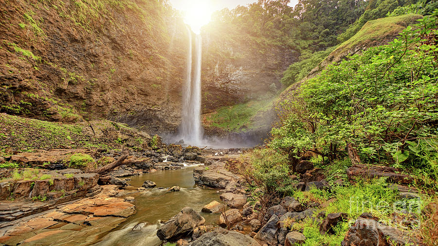 Beautiful Waterfall Hidden In The Tropical Jungles Panorama View Photograph