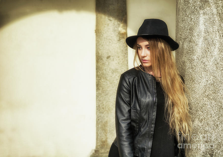 Beautiful young woman in black hat Photograph by Stefano C - Fine Art ...