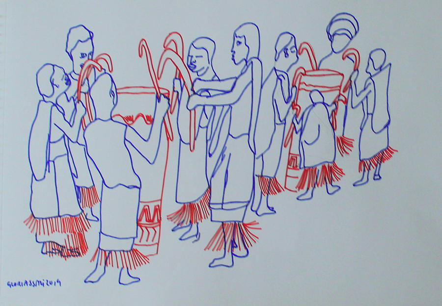 Benin Traditional Dance #2 Painting by Gloria Ssali