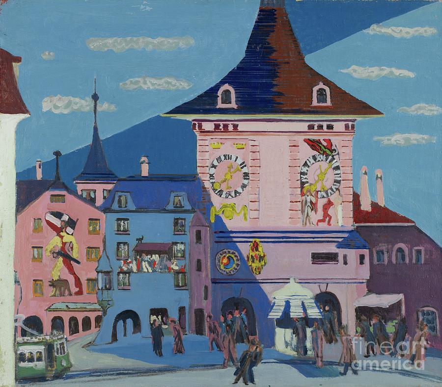 Bern With Belltower, 1935 Painting by Ernst Ludwig Kirchner