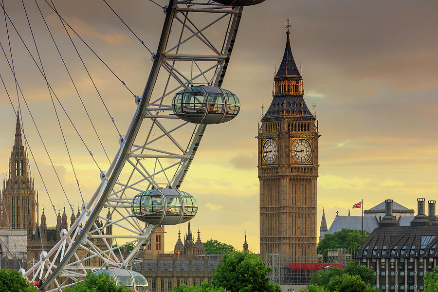 Big Ben & Millennium Wheel, London Digital Art by Maurizio Rellini ...