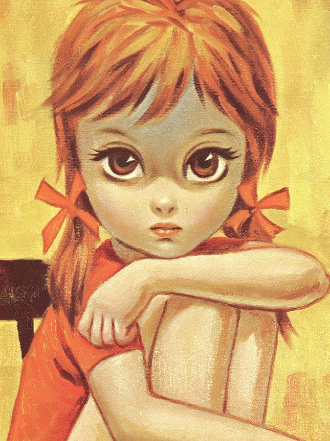 Vintage Drawing - Big-eyed girl #2 by CSA Images