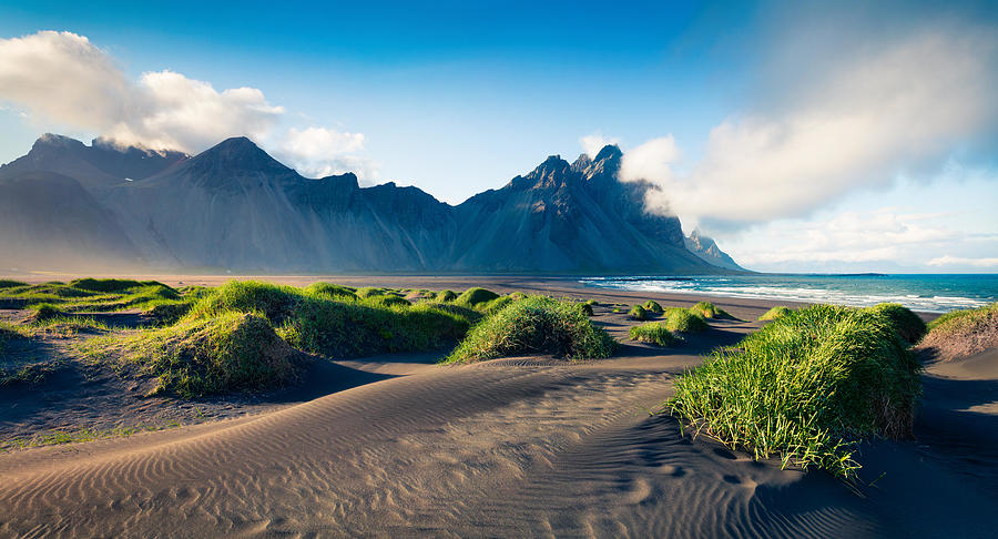 Nature Photograph - Black Sand Dunes On The Stokksnes #2 by Andrew Mayovskyy