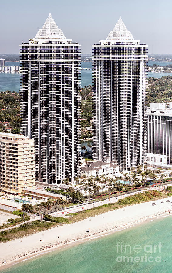 Blue and Green Diamond Condos Miami Beach Aerial #2 Photograph by David Oppenheimer