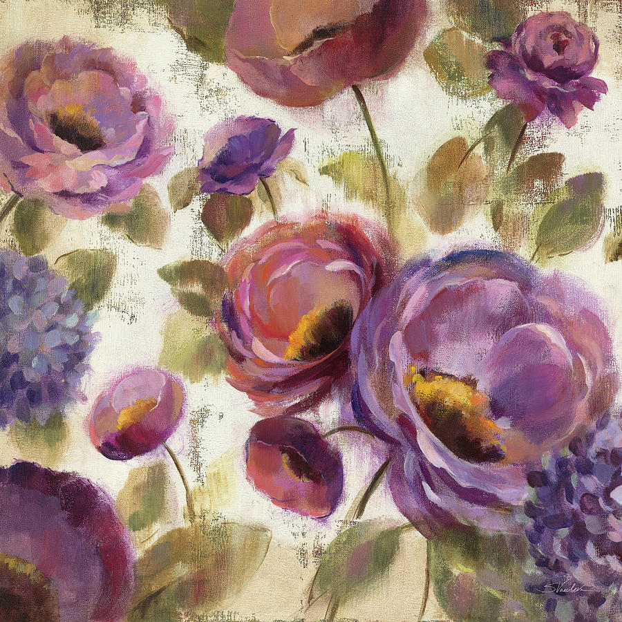 Flower Painting - Blue And Purple Flower Song II #2 by Silvia Vassileva