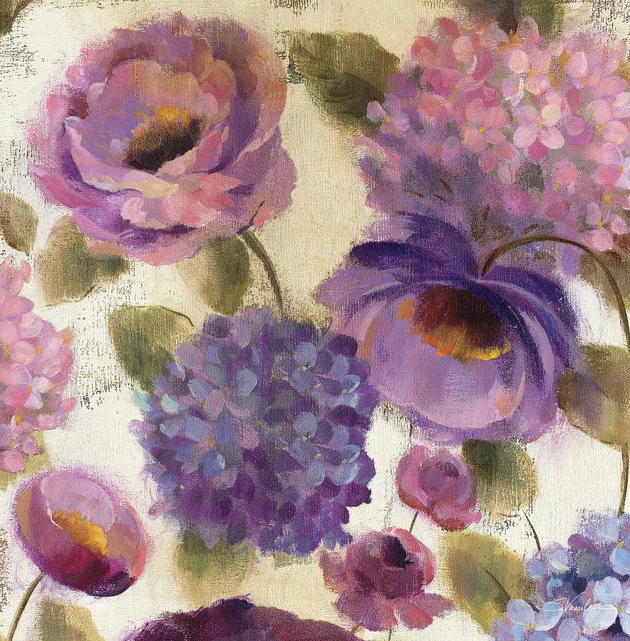Flower Painting - Blue And Purple Flower Song IIi #2 by Silvia Vassileva
