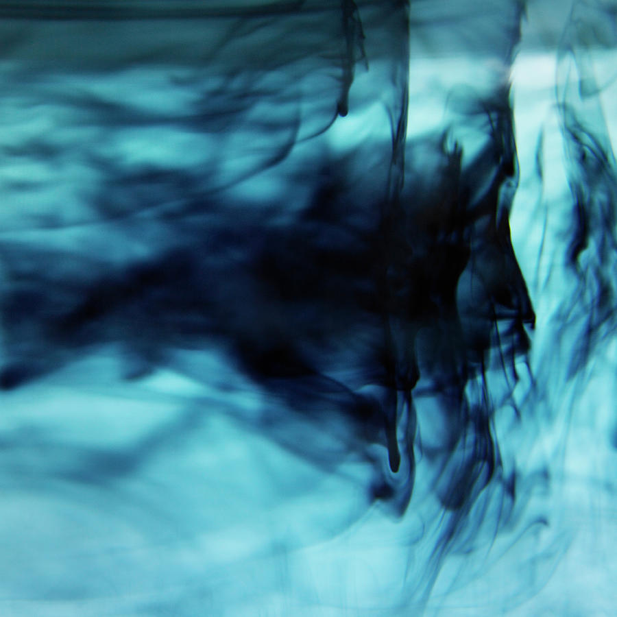 Blue Ink Swirling In Liquid #2 Photograph by Lisbeth Hjort