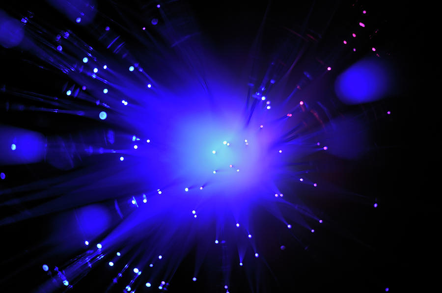 Blue Light From Fiber Optic #2 Photograph by Sami Sarkis