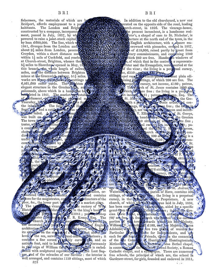 Animal Painting - Blue Octopus 3 #2 by Fab Funky