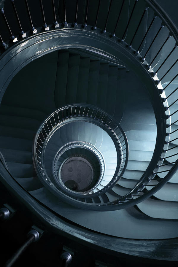 Blue spiral staircase Photograph by Jaroslaw Blaminsky