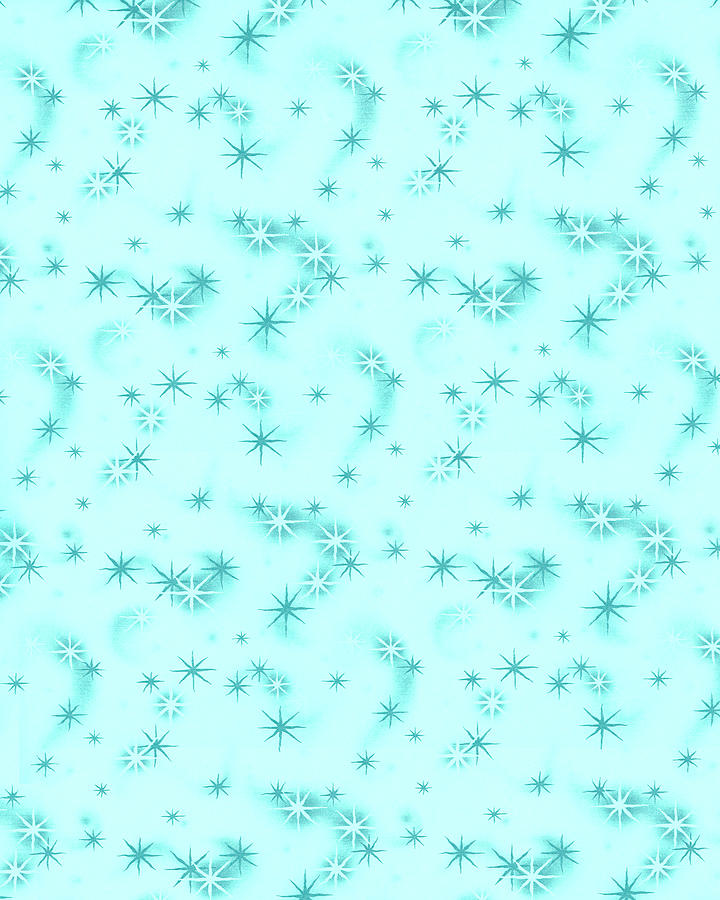 Vintage Drawing - Blue Star Pattern #2 by CSA Images