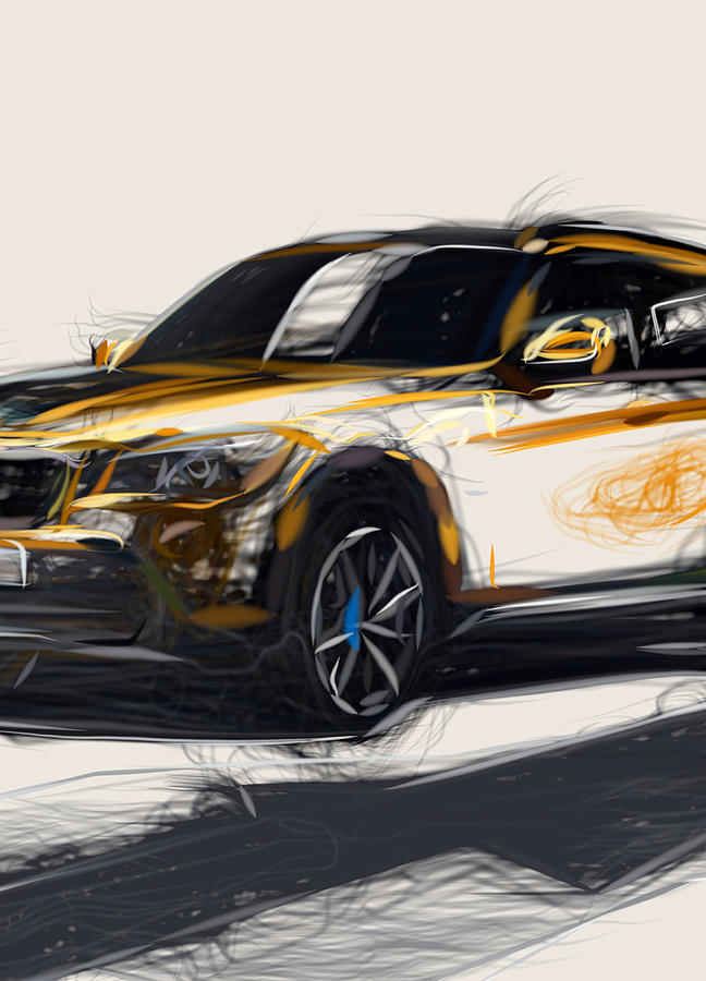 Bmw X1 Drawing Digital Art by CarsToon Concept | Fine Art America