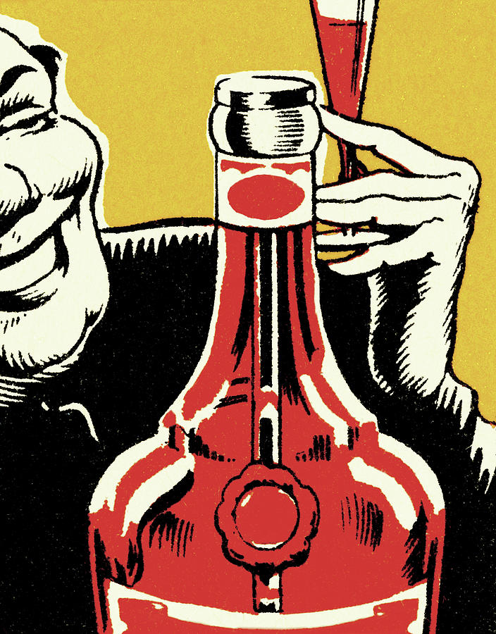Vintage Drawing - Bottle of Liquor #2 by CSA Images