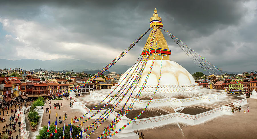 Boudha, Bodhnath or Boudhanath stupa with prayer flags, the bigg #2 Photograph by Marek Poplawski