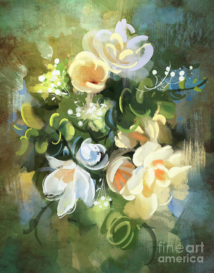 Color Digital Art - Bouquet Of Flowers,digital by Tithi Luadthong Color Digital Art - Bouquet Of Flowers,digital by Tithi Luadthong