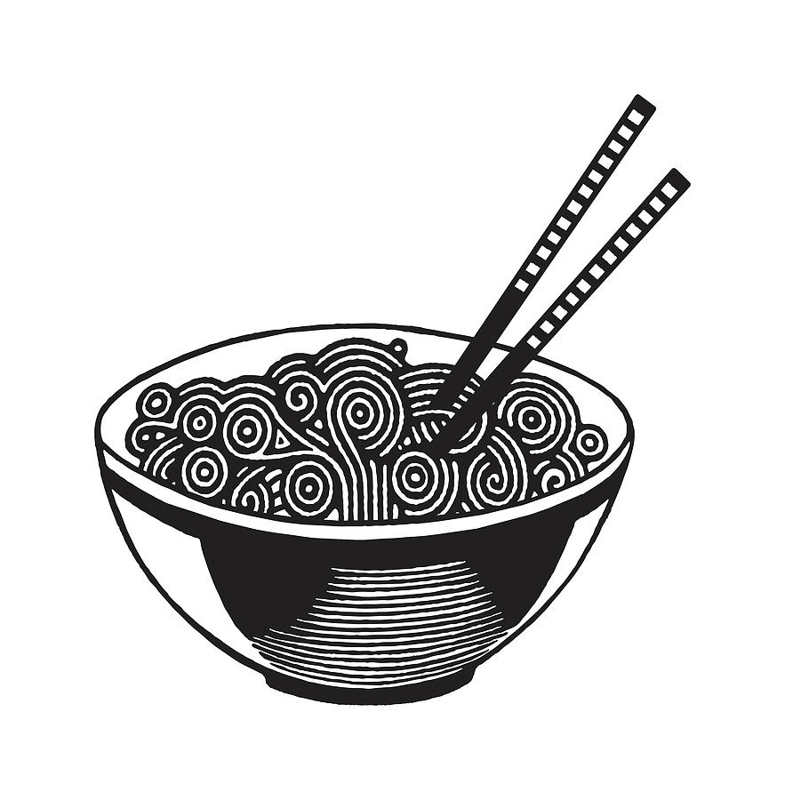 Bowl of Noodles Drawing by CSA Images - Fine Art America