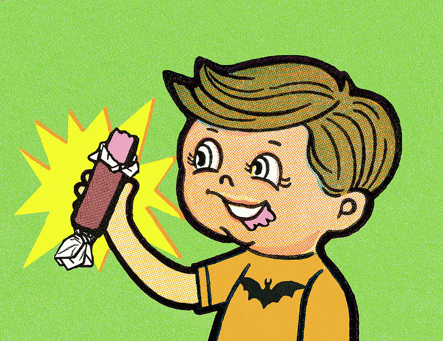 Candy Drawing - Boy with candy #2 by CSA Images