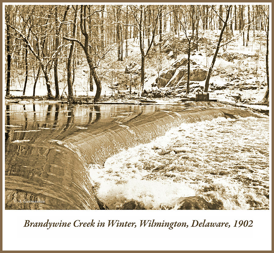 Branywine Creek in Winter, Wilmington, Delaware, 1902, Vintage P #2 Photograph by A Macarthur Gurmankin