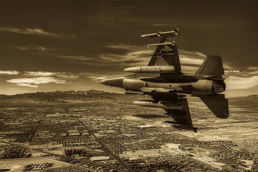 Jet Photograph - Breaking Right Over Las Vegas #2 by Mountain Dreams