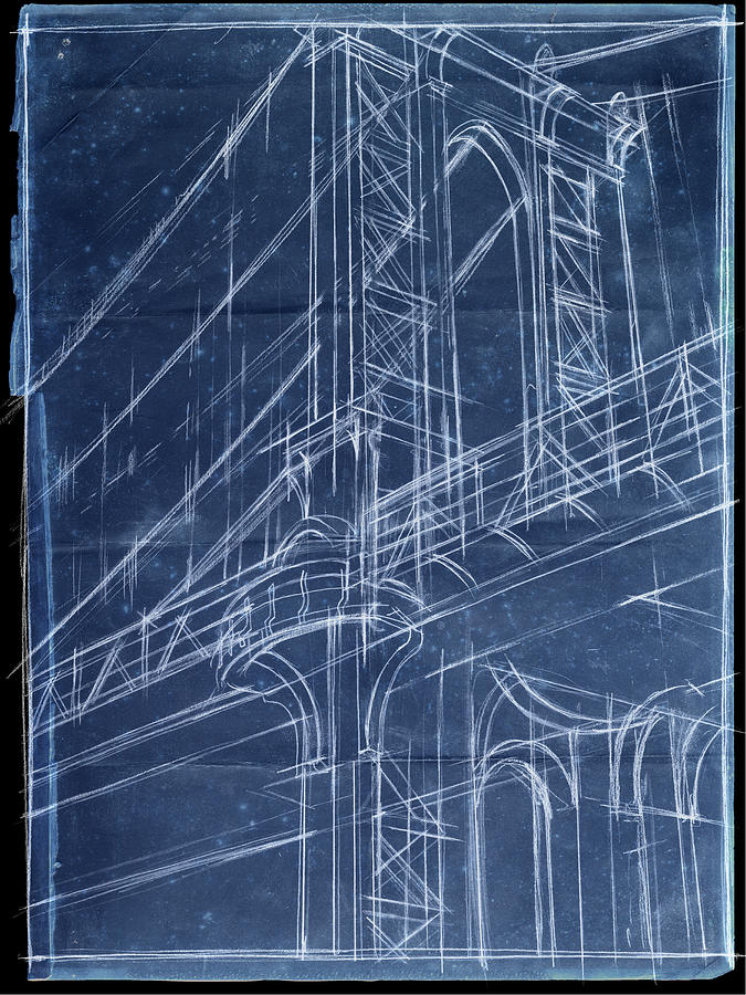 Architecture Painting - Bridge Blueprint I #2 by Ethan Harper