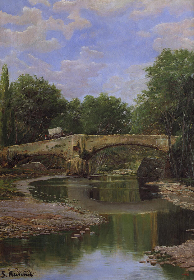 Bridge over a River, from circa 1884 Painting by Santiago Rusinol