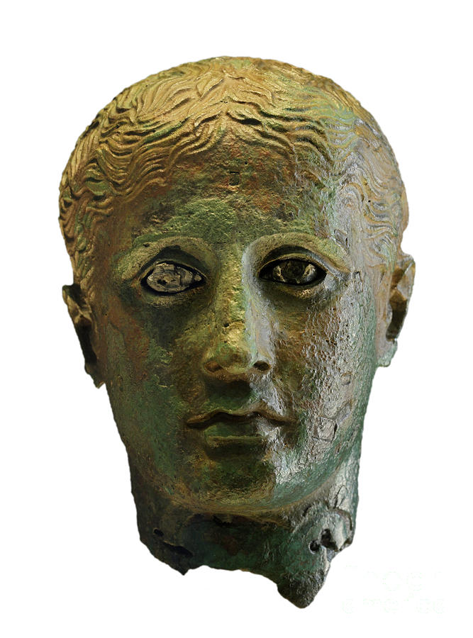 Greek Photograph - Bronze Head Of A Youth #2 by David Parker/science Photo Library