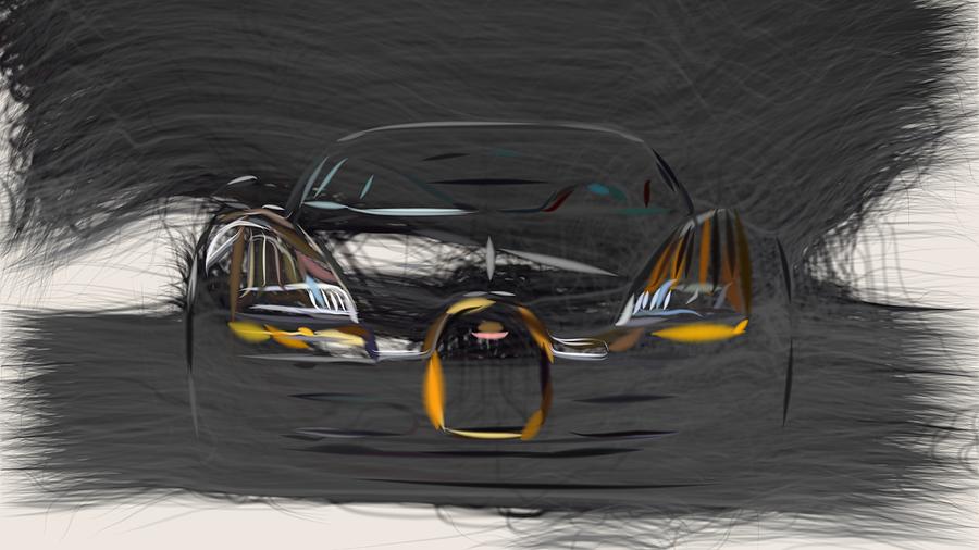 Bugatti Veyron Black Bess Drawing #3 Digital Art by CarsToon Concept
